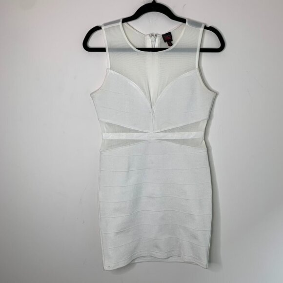 Bebe y2k Mini Dress Mesh Bandage Bodycon 2000s White Size Medium Vintage - Picture 4 of 16